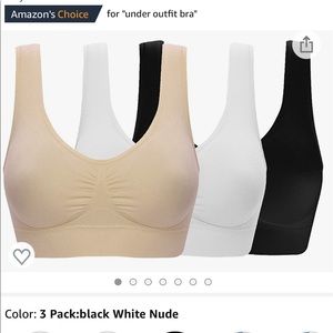 New Ohlyah Seamless Wire Free Bra Large Black White Nude Removeable Pads